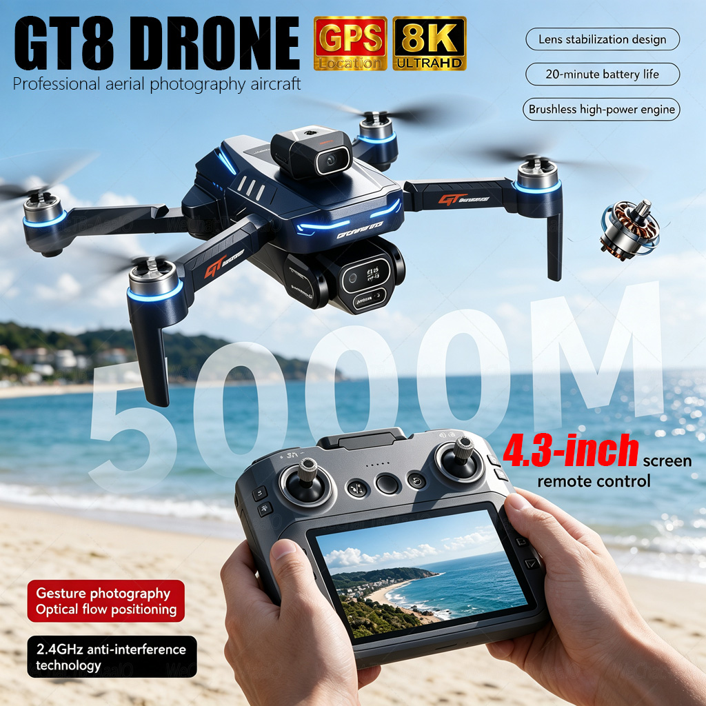 NEW GT8 HD RC Drone 4K Profess - Drone Camera Lens ulasan dan harga